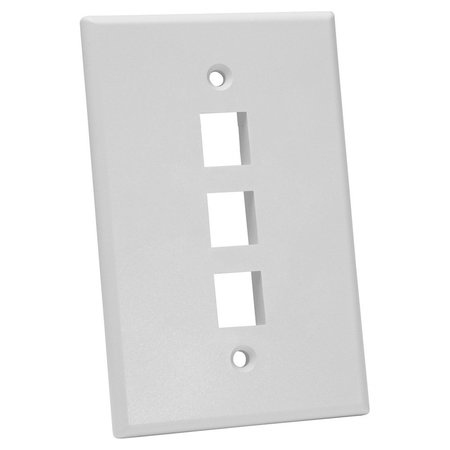 QUEST TECHNOLOGY INTERNATIONAL Oversized Keystone Wall Plate, Single-Gang - 3 Ports, White NFP-5038